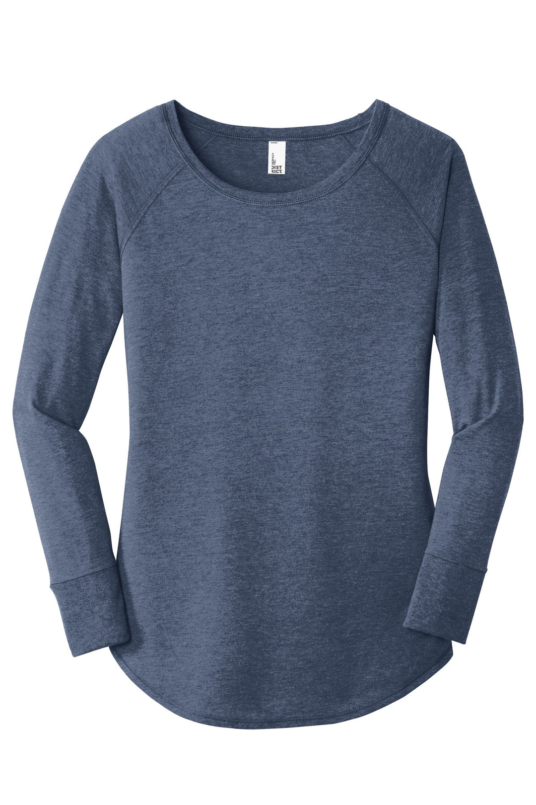 Front View of Navy Frost District Women's Perfect Tri Long Sleeve Tunic Tee. DT132L