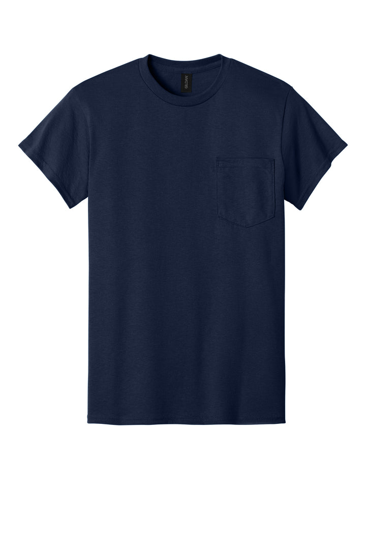 Front View of Navy Gildan - DryBlend 50 Cotton/50 Poly Pocket T-Shirt. 8300