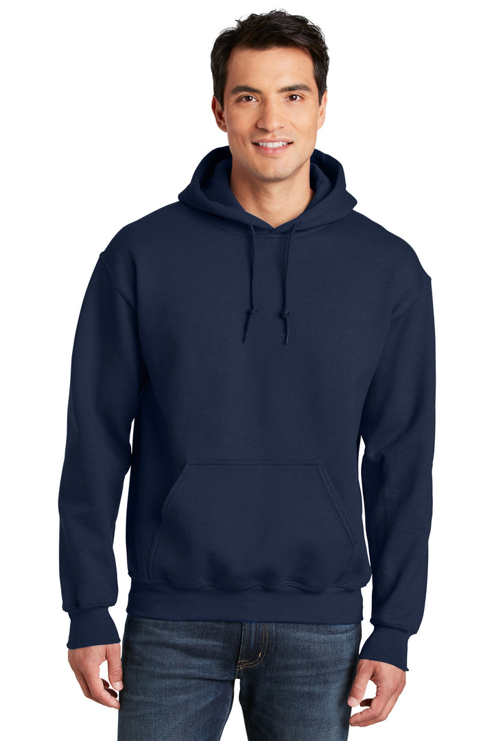 Front View of Navy Gildan - DryBlend Pullover Hooded Sweatshirt. 12500