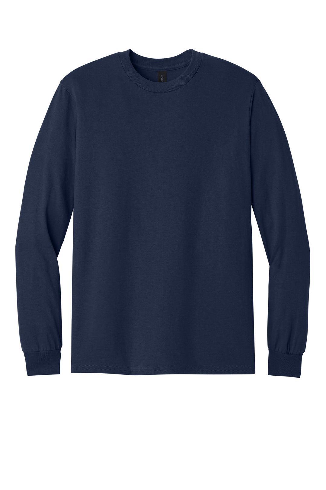 Front View of Navy Gildan - Heavy Cotton 100% Cotton Long Sleeve T-Shirt. 5400