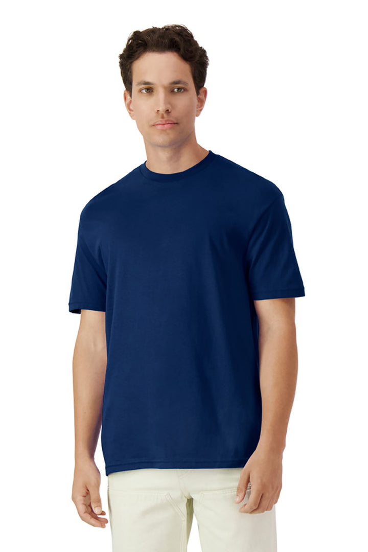 Front View of Navy Gildan Light Cotton Tee 3000
