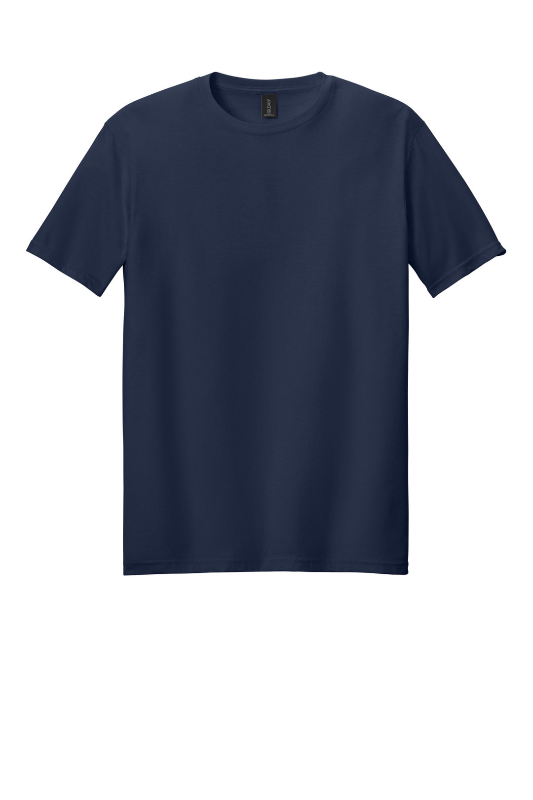 Front View of Navy Gildan Softstyle T-Shirt. 64000