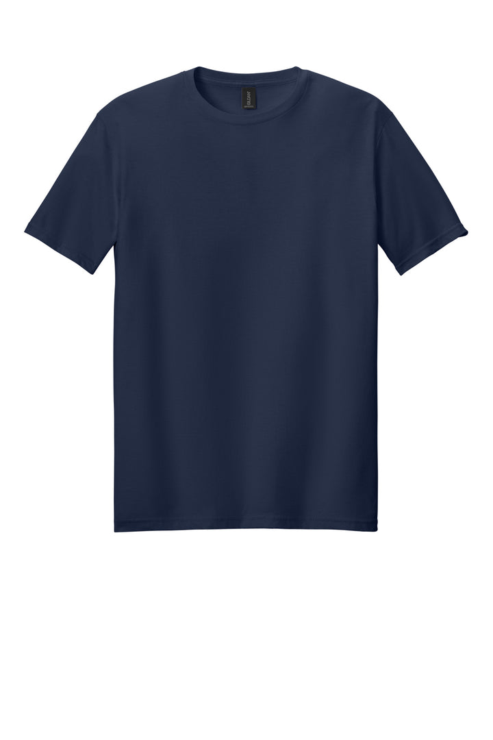 Front View of Navy Gildan Softstyle T-Shirt. 64000