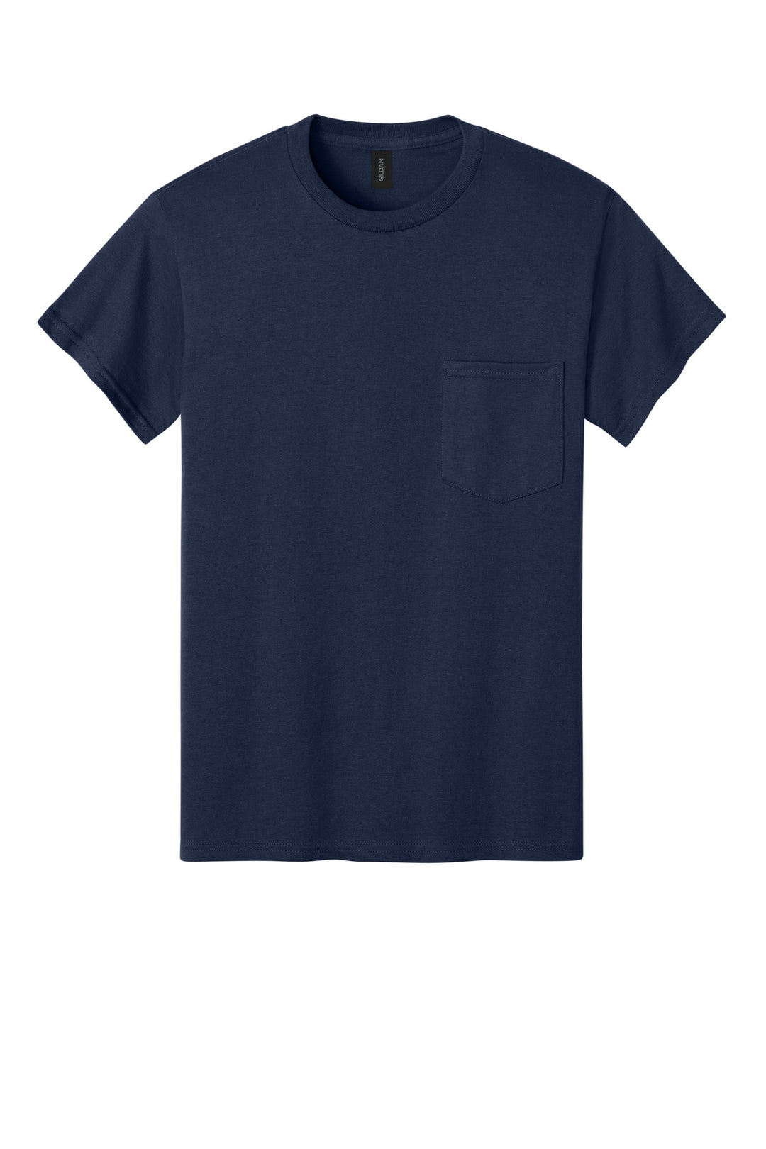 Front View of Navy Gildan - Ultra Cotton 100% US Cotton T-Shirt with Pocket. 2300