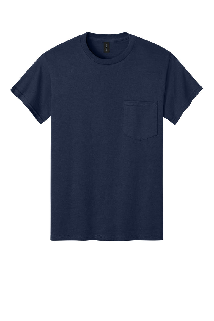 Front View of Navy Gildan - Ultra Cotton 100% US Cotton T-Shirt with Pocket. 2300