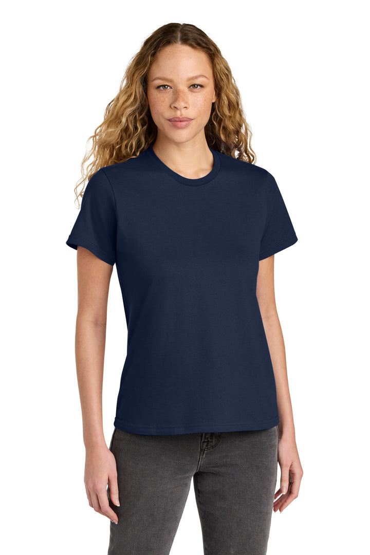 Front View of Navy Gildan Women's Softstyle Midweight Tee 65000L