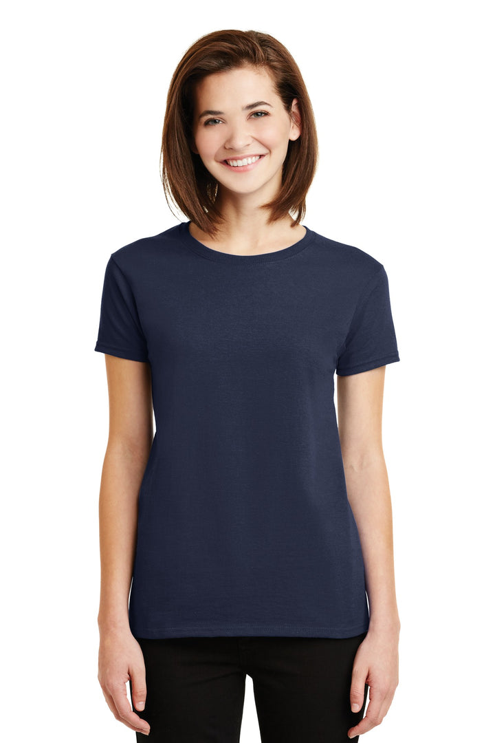 Front View of Navy Gildan Women's Ultra Cotton 100% US Cotton T-Shirt. 2000L