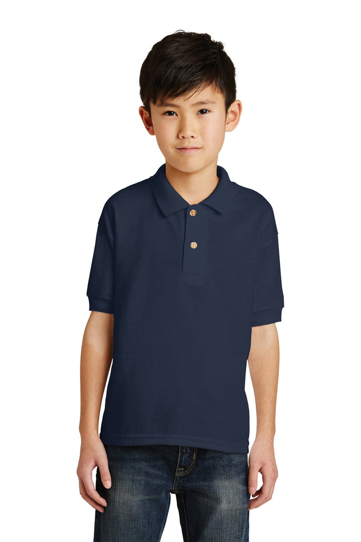 Front View of Navy Gildan Youth DryBlend 6-Ounce Jersey Knit Sport Shirt. 8800B