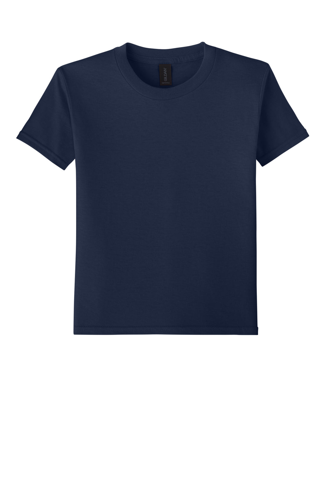 Front View of Navy Gildan Youth Softstyle T-Shirt 64000B