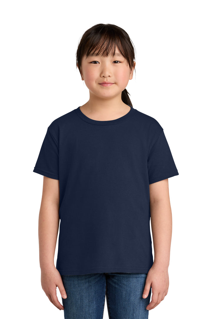 Front View of Navy Gildan Youth Softstyle T-Shirt 64000B