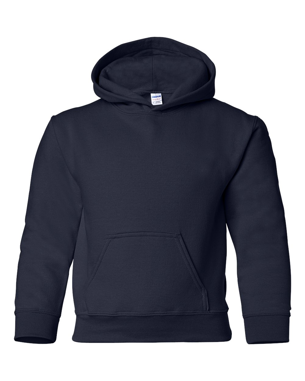 Front View of Navy Heavy Blend™ Youth Hooded Sweatshirt - 18500B