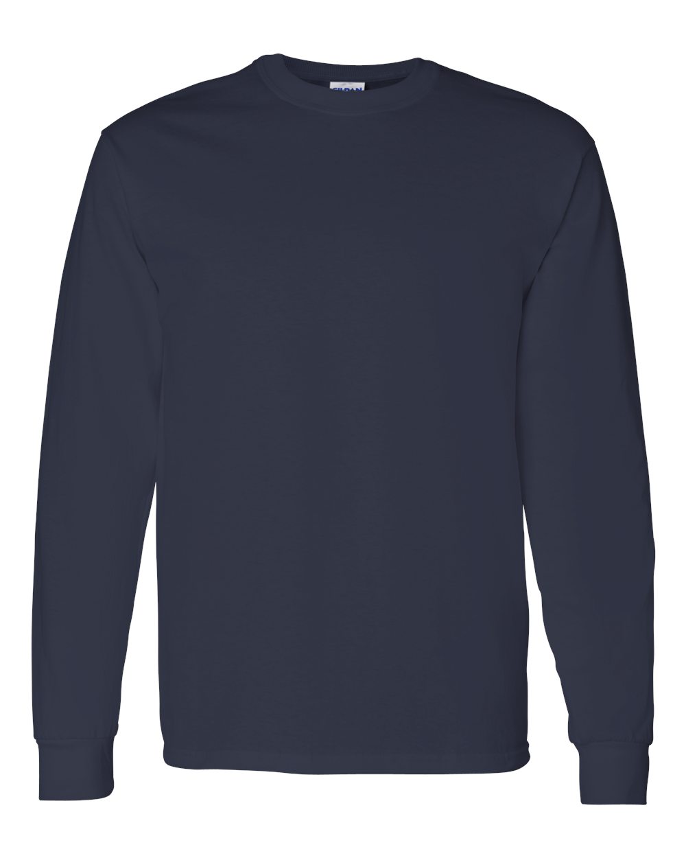 Front View of Navy Heavy Cotton™ Long Sleeve T-Shirt - 5400