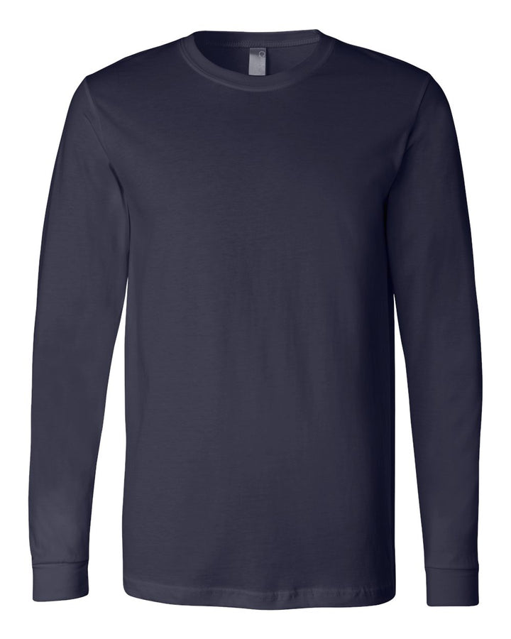 Front View of Navy Jersey Long Sleeve Tee - 3501