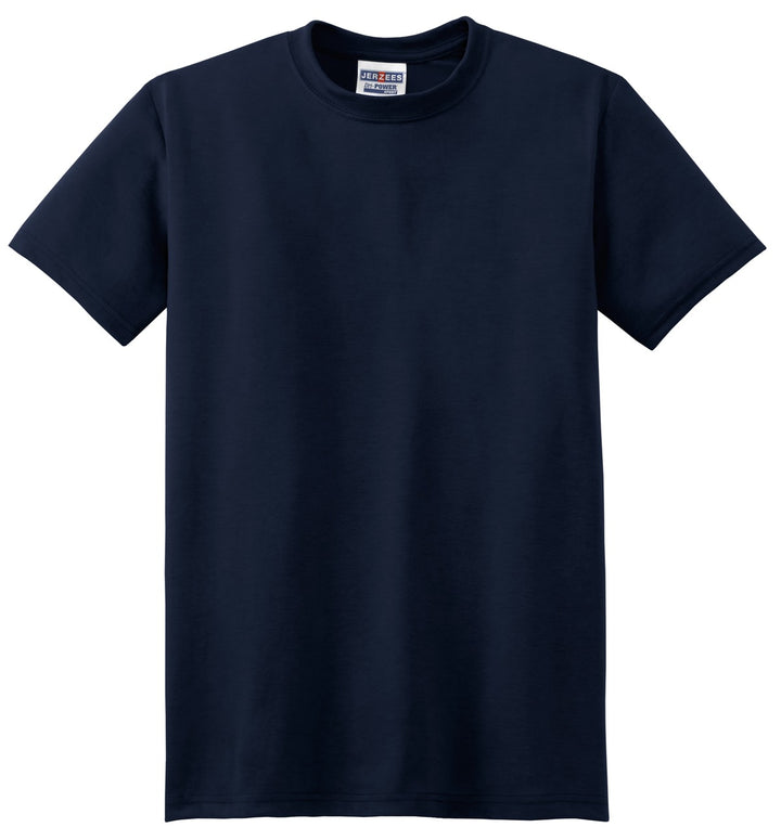Front View of Navy Jerzees Dri-Power 100% Polyester T-Shirt. 21M