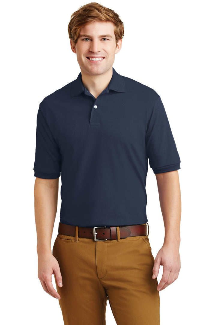 Front View of Navy Jerzees Dri-Power Sport Shirt. 437M
