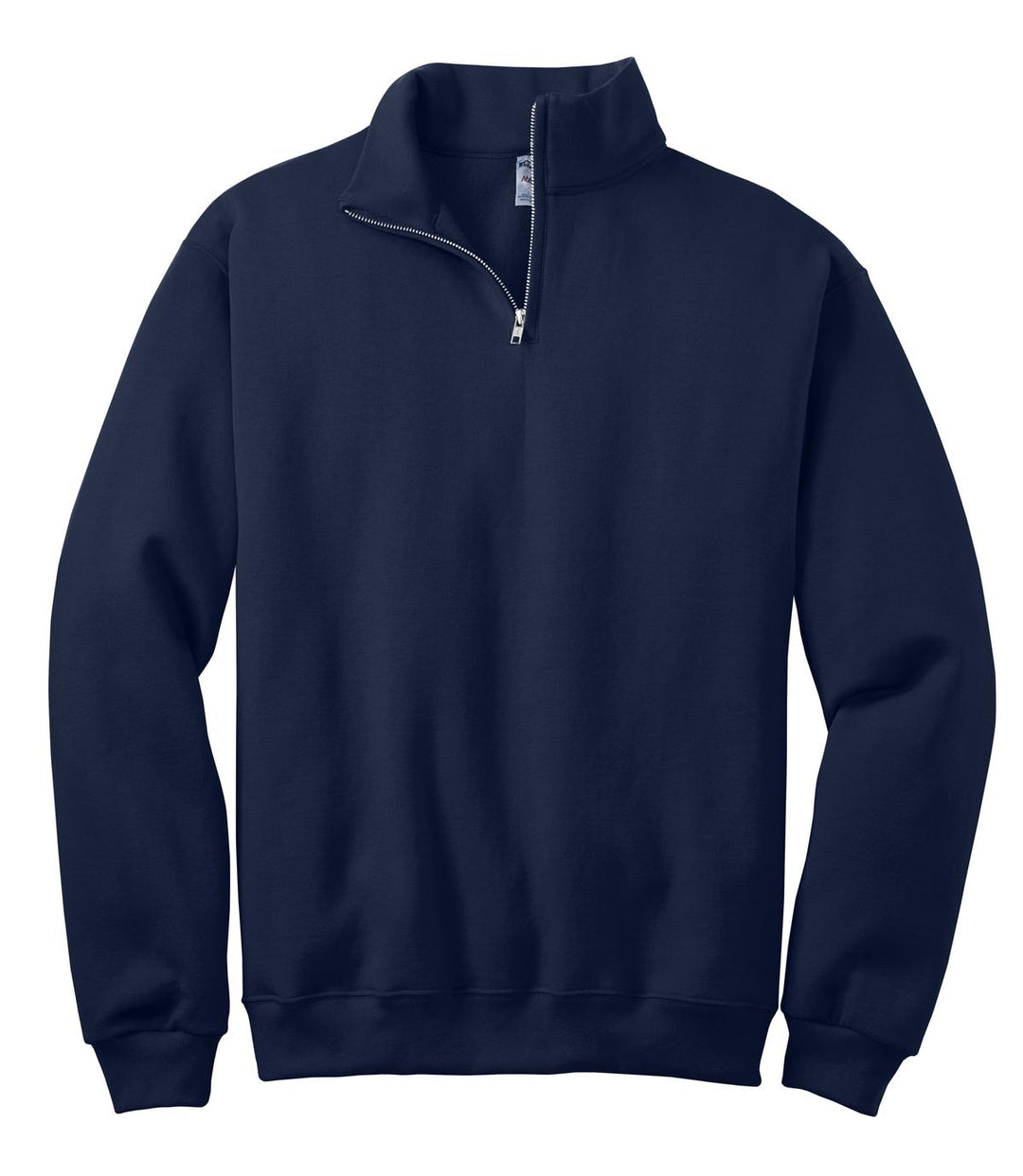 Front View of Navy Jerzees - NuBlend 1/4-Zip Cadet Collar Sweatshirt. 995M