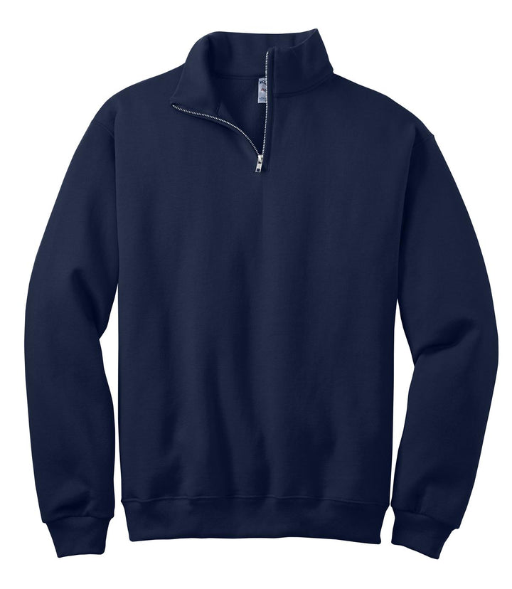 Front View of Navy Jerzees - NuBlend 1/4-Zip Cadet Collar Sweatshirt. 995M