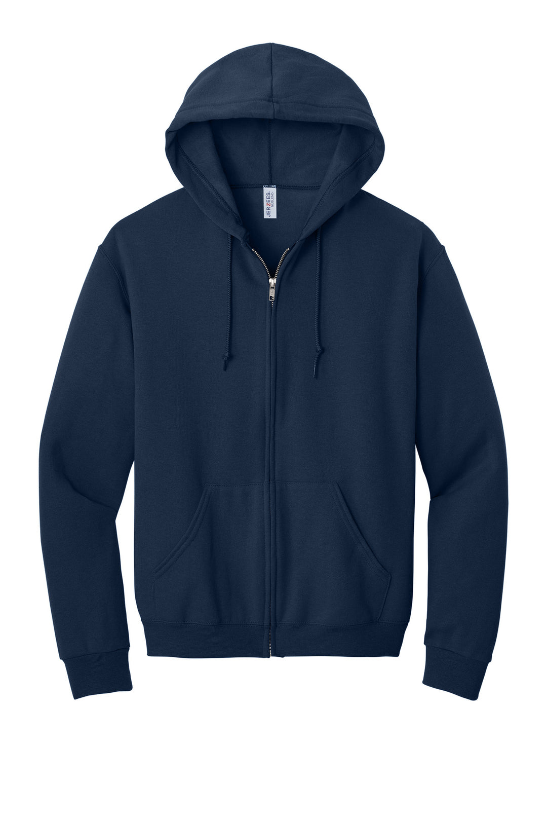 Front View of Navy Jerzees - NuBlend Full-Zip Hooded Sweatshirt. 993M