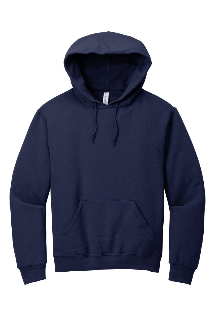 Front View of Navy Jerzees NuBlend Pullover Hooded Sweatshirt. 996M