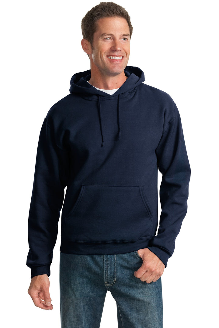 Front View of Navy Jerzees NuBlend Pullover Hooded Sweatshirt. 996M