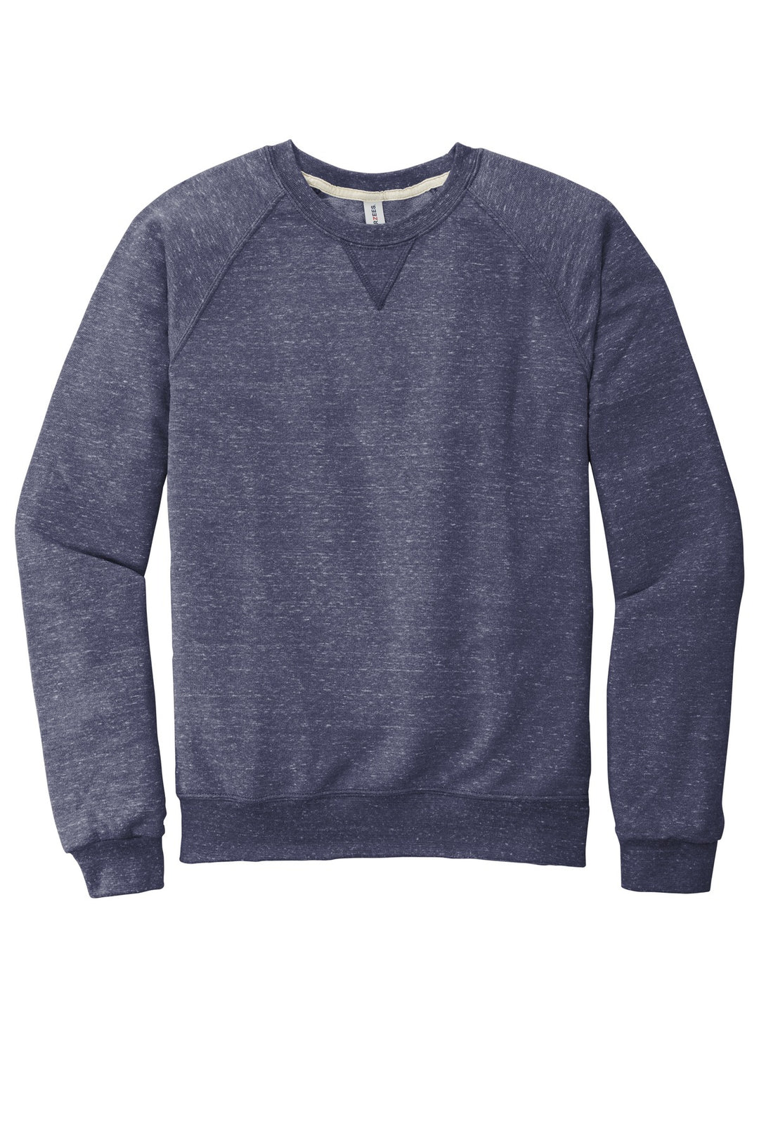 Front View of Navy Jerzees Snow Heather French Terry Raglan Crew 91M