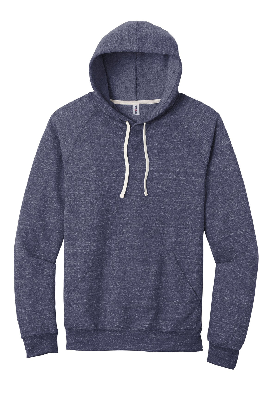 Front View of Navy Jerzees Snow Heather French Terry Raglan Hoodie 90M