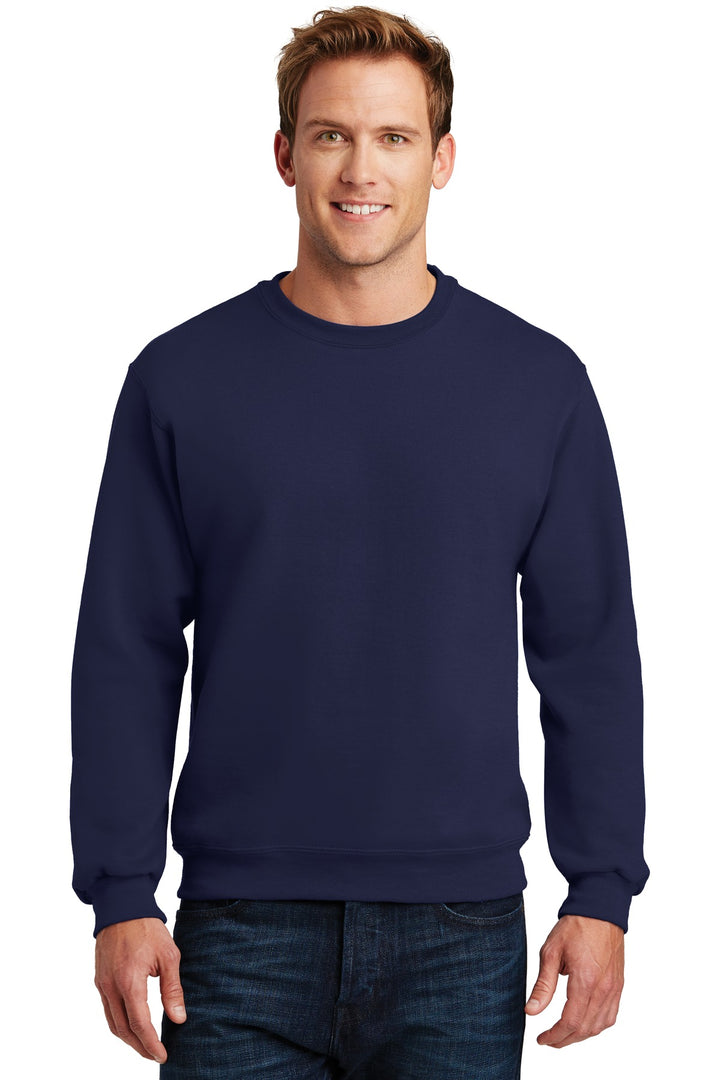 Front View of Navy Jerzees Super Sweats NuBlend - Crewneck Sweatshirt. 4662M