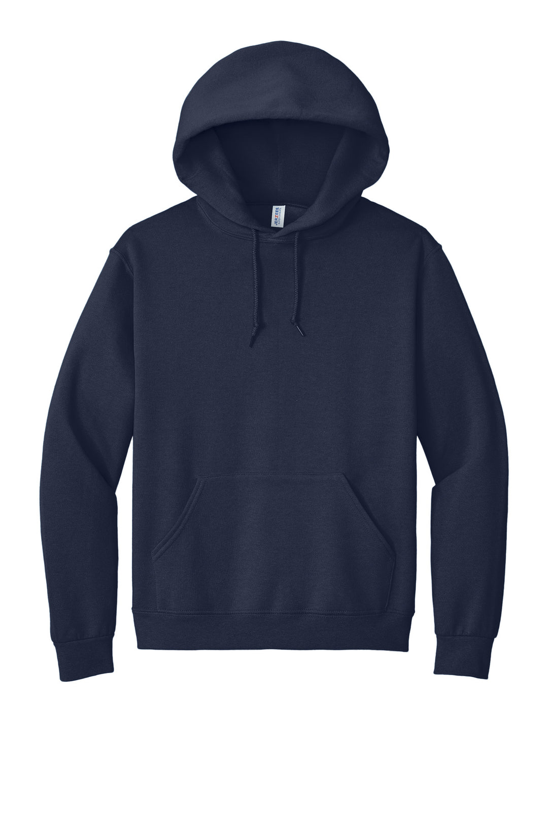 Front View of Navy Jerzees Super Sweats NuBlend - Pullover Hooded Sweatshirt. 4997M