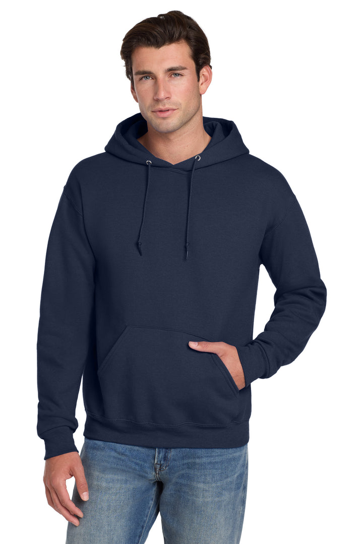 Front View of Navy Jerzees Super Sweats NuBlend - Pullover Hooded Sweatshirt. 4997M