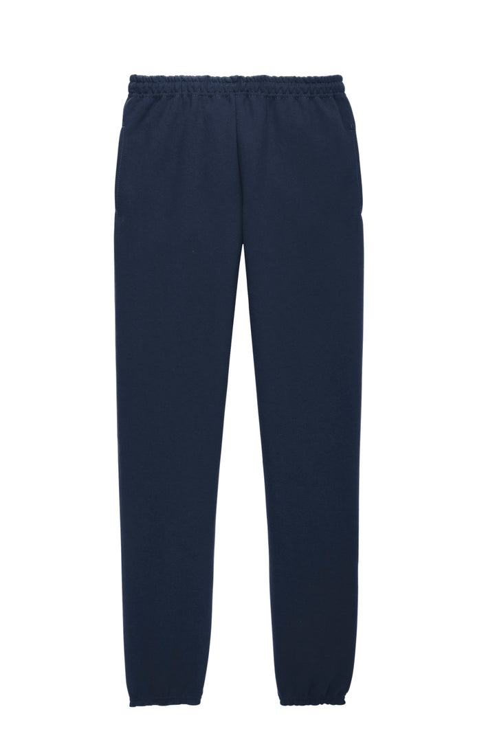 Front View of Navy Jerzees Super Sweats NuBlend - Sweatpant with Pockets. 4850MP