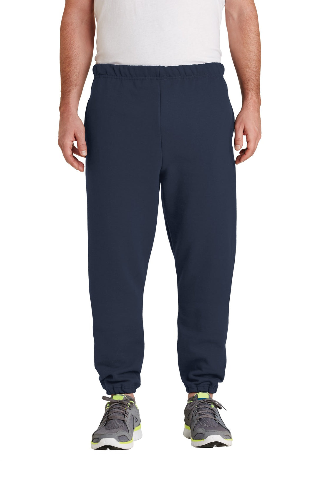 Front View of Navy Jerzees Super Sweats NuBlend - Sweatpant with Pockets. 4850MP