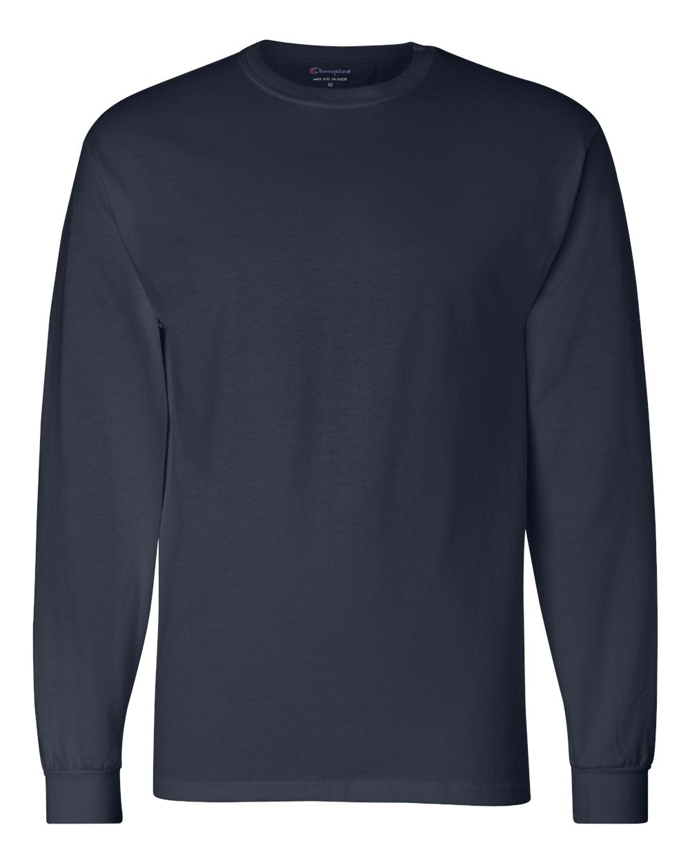 Front View of Navy Long Sleeve T-Shirt - CC8C