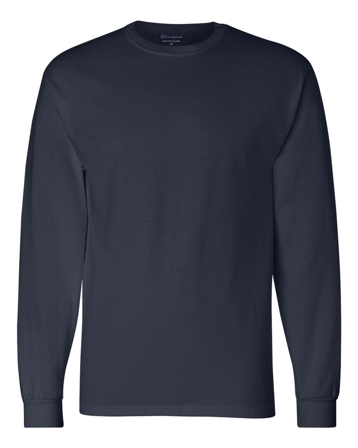 Front View of Navy Long Sleeve T-Shirt - CC8C