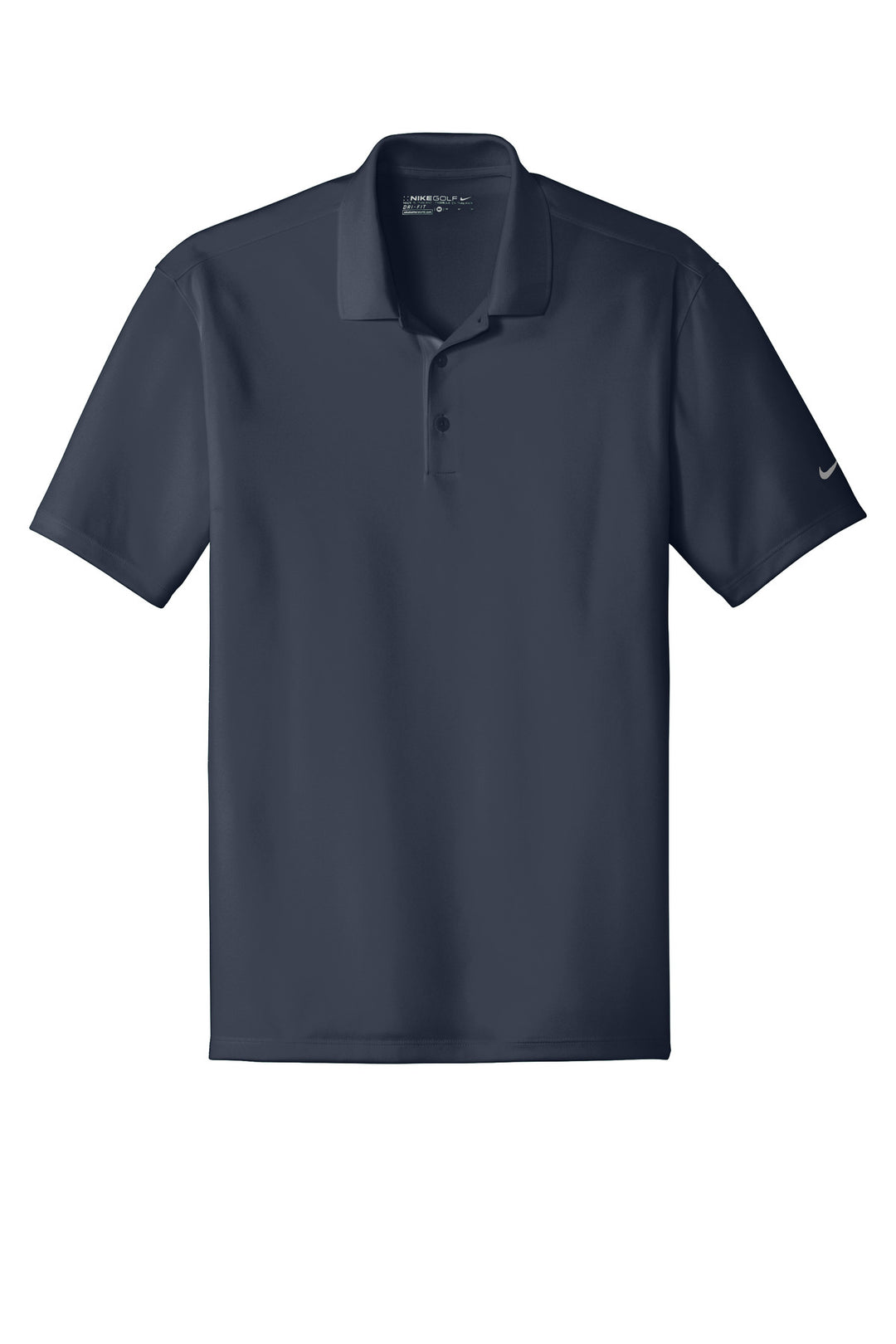 Front View of Navy Nike Dri-FIT Classic Fit Players Polo with Flat Knit Collar. 838956
