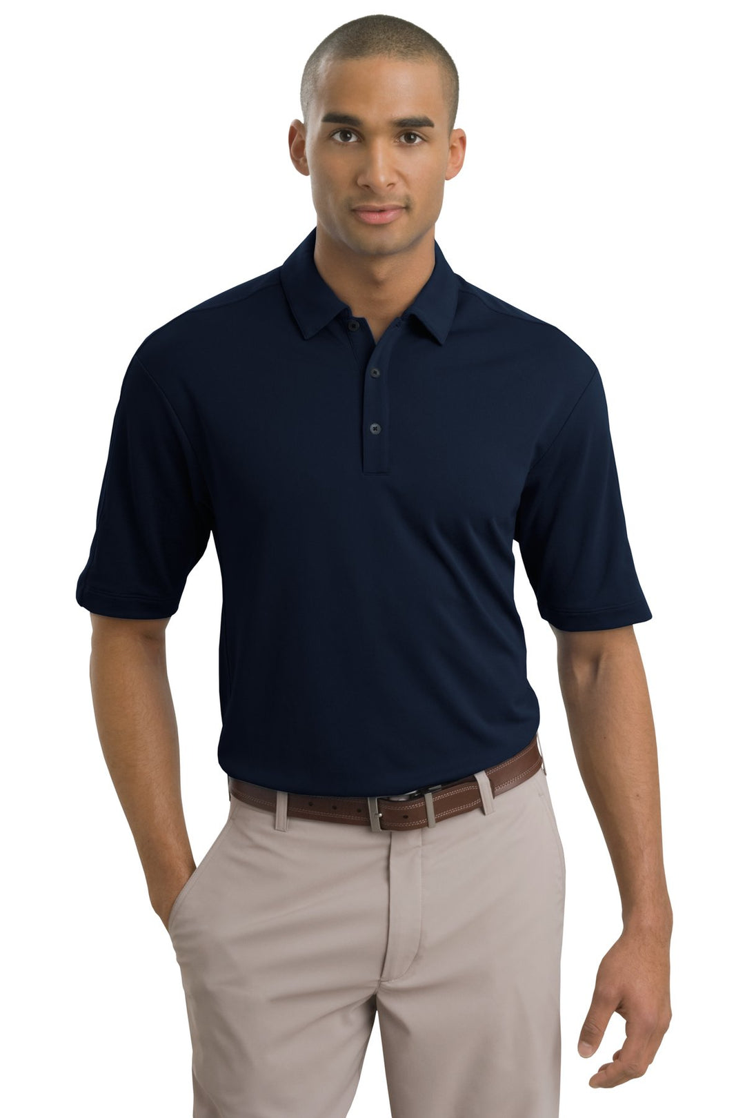 Front View of Navy Nike Tech Sport Dri-FIT Polo. 266998