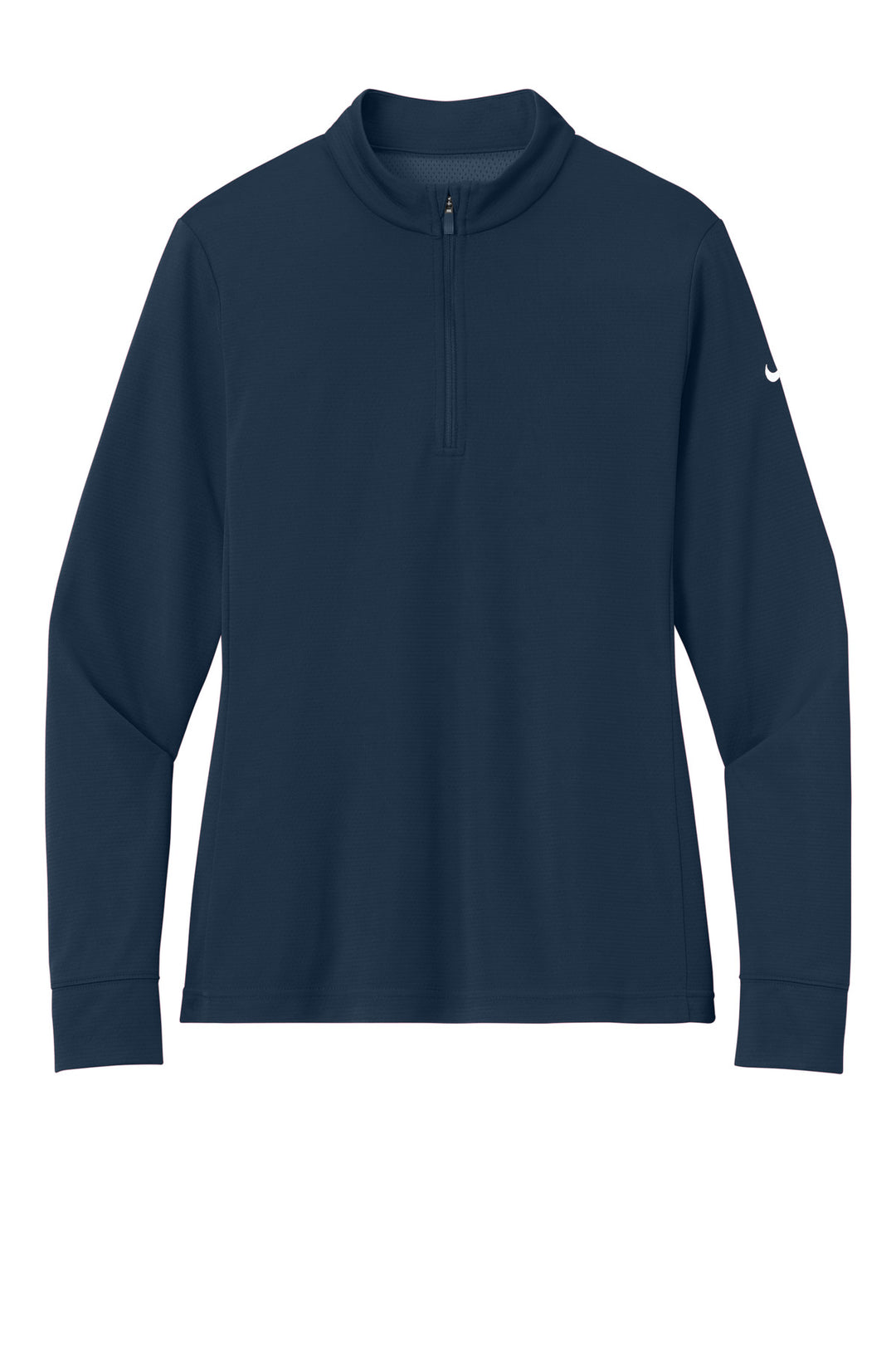 Front View of Navy Nike Women's Essential 1/2-Zip Cover-Up NKHM7969