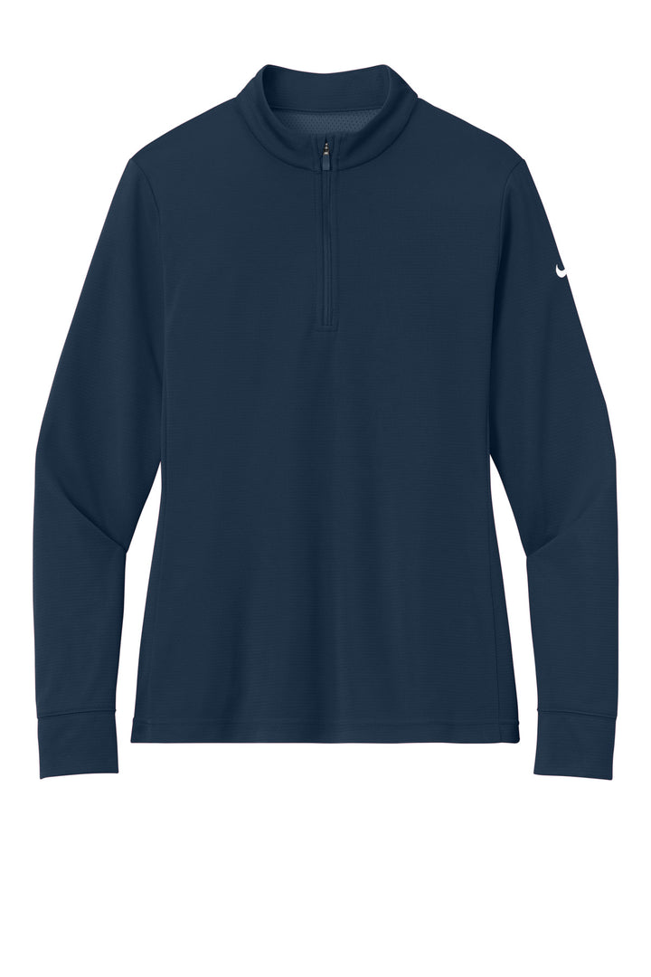 Front View of Navy Nike Women's Essential 1/2-Zip Cover-Up NKHM7969