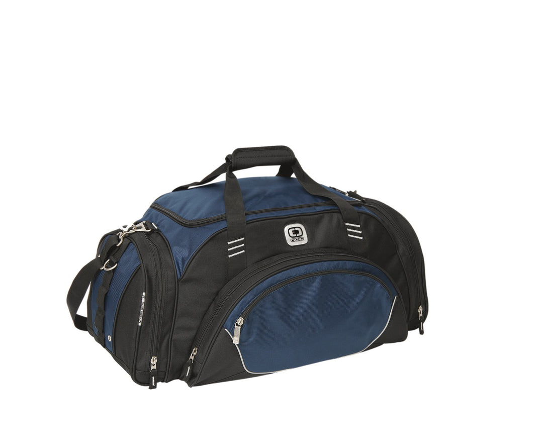 Front View of Navy OGIO - Transfer Duffel. 108084