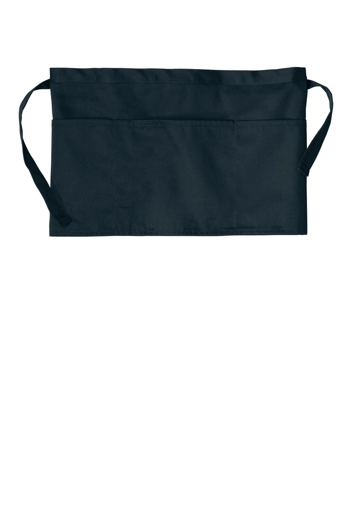 Front View of Navy Port Authority Three-Pocket Waist Apron. A602