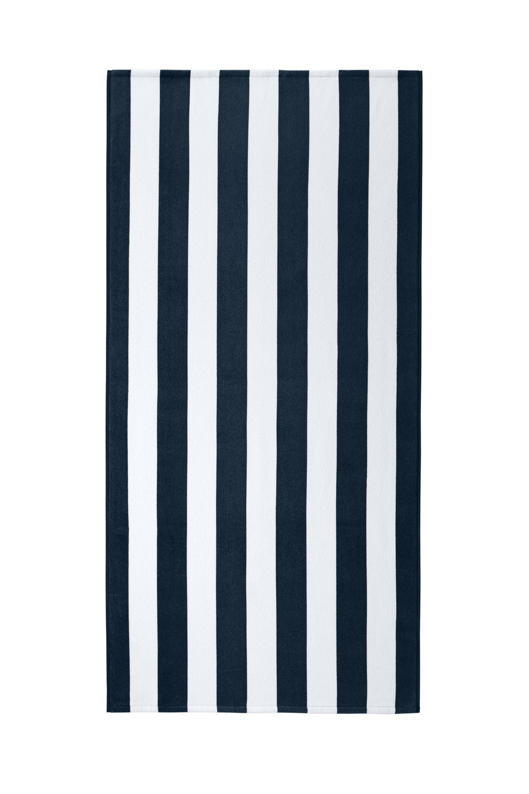 Front View of Navy Port Authority Value Cabana Stripe Beach Towel PT45