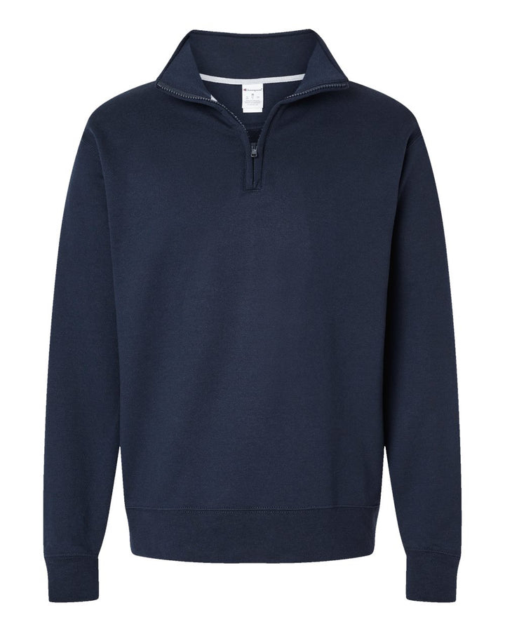 Front View of Navy Powerblend® Quarter-Zip Pullover - S450
