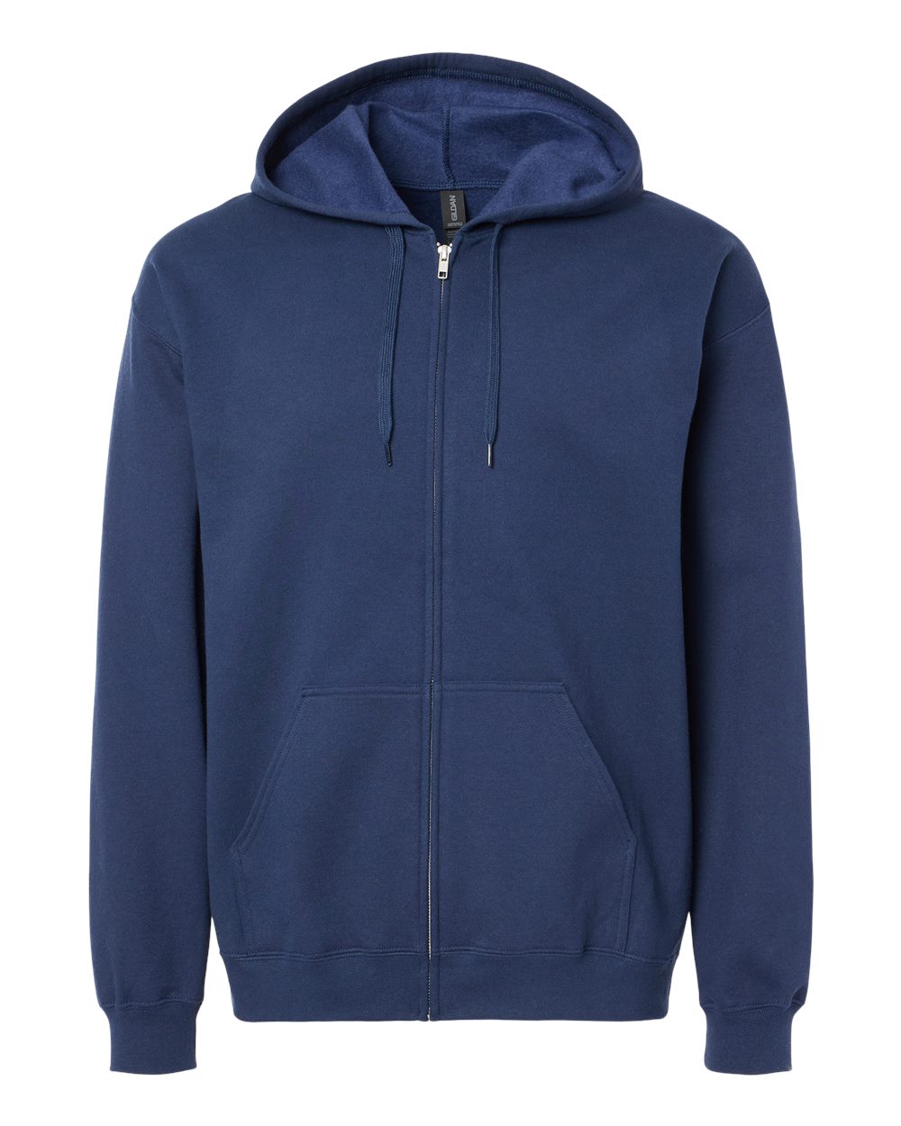 Front View of Navy Softstyle® Full-Zip Hooded Sweatshirt - SF600