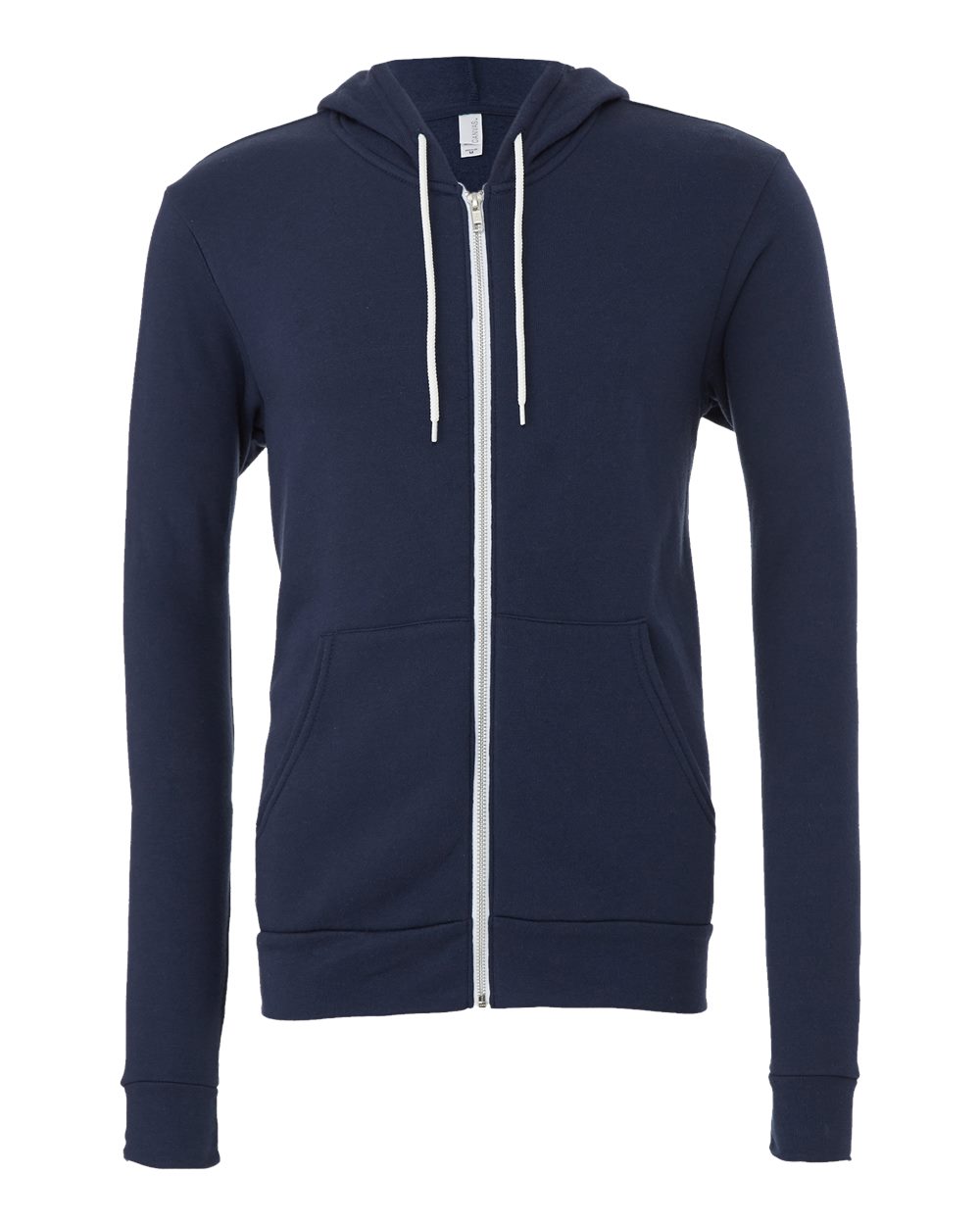 Front View of Navy Sponge Fleece Full-Zip Hoodie - 3739