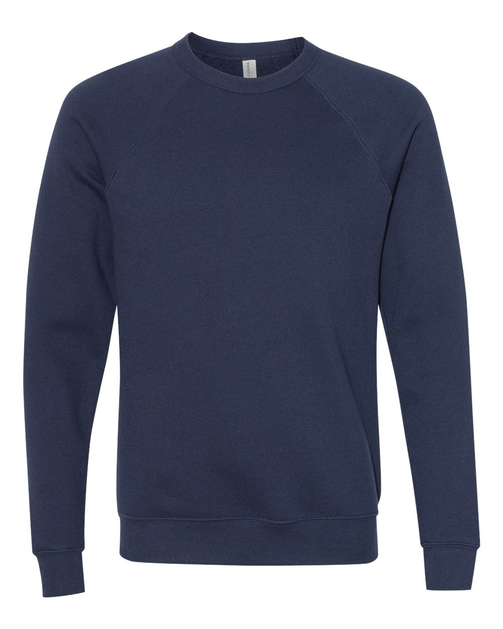 Front View of Navy Sponge Fleece Raglan Crewneck Sweatshirt - 3901