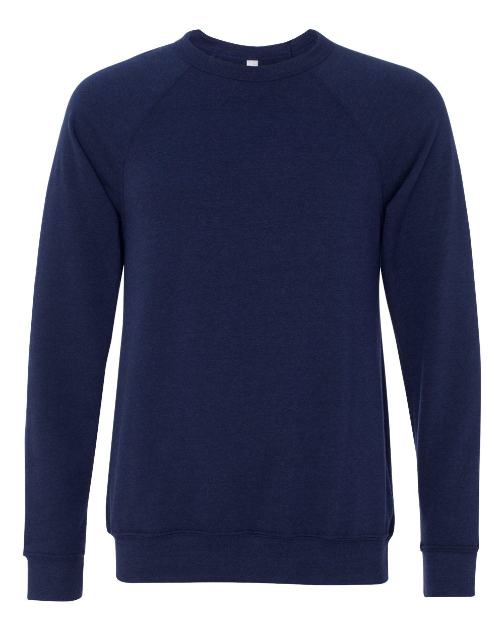 Front View of Navy Triblend Sponge Fleece Raglan Crewneck Sweatshirt - 3901