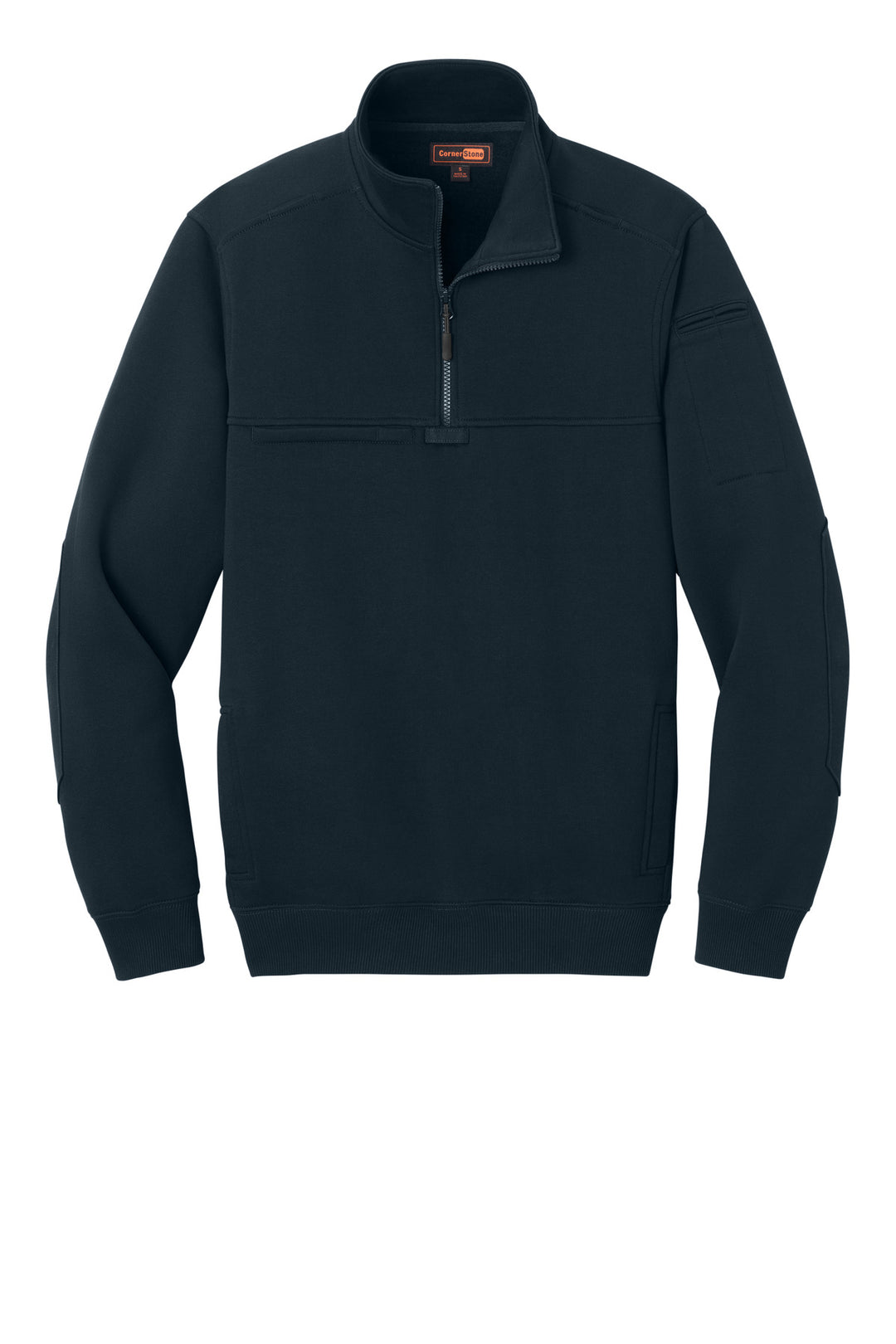 Front View of NavyBlue CornerStone 12-Oz. Tough Fleece Job Shirt CSF635