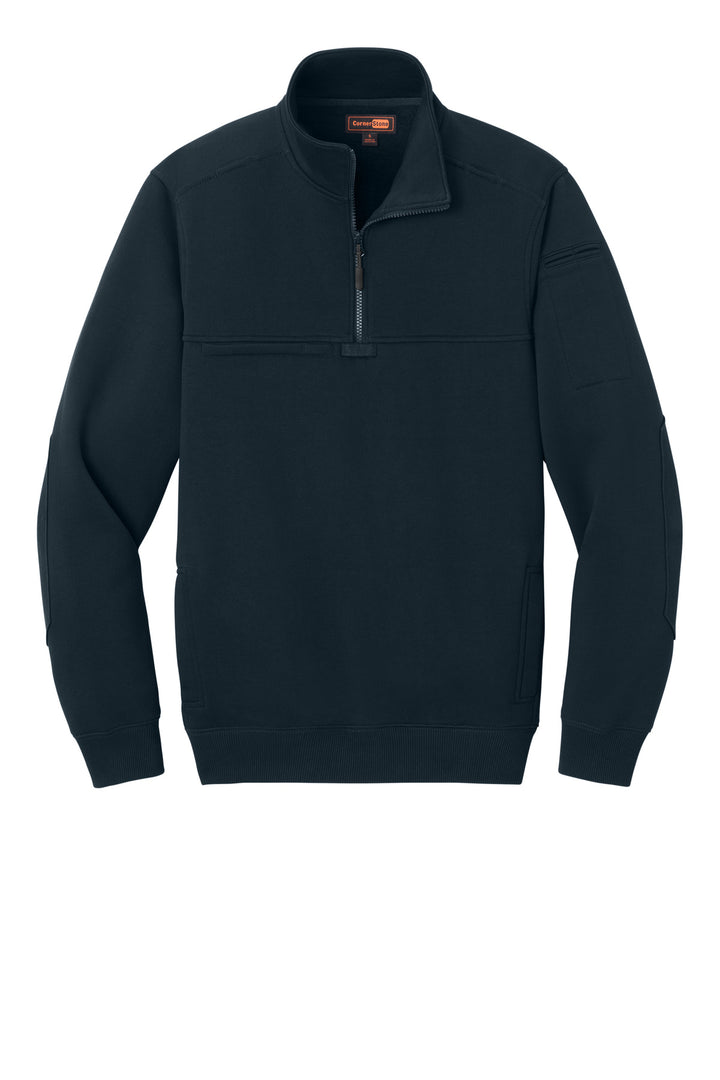 Front View of NavyBlue CornerStone 12-Oz. Tough Fleece Job Shirt CSF635