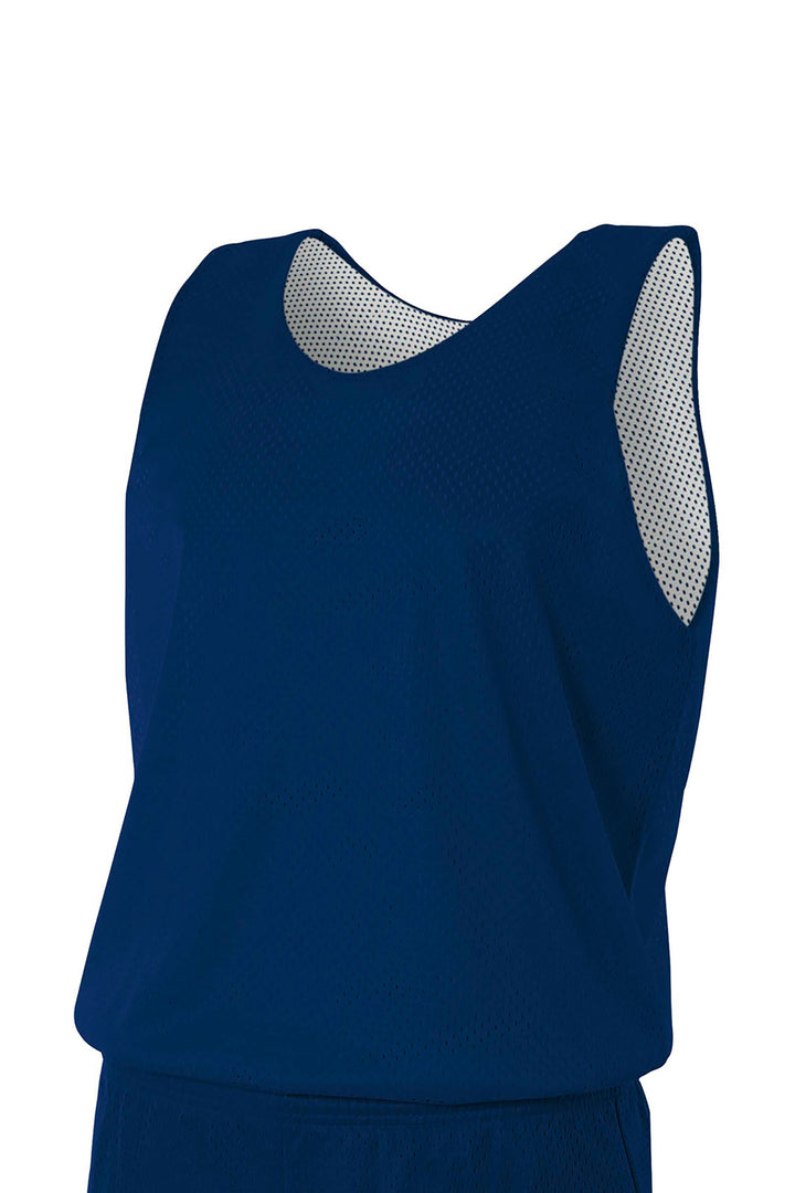 Front View of Navy/White A4 Sprint Reversible Mesh Tank A4NF1270