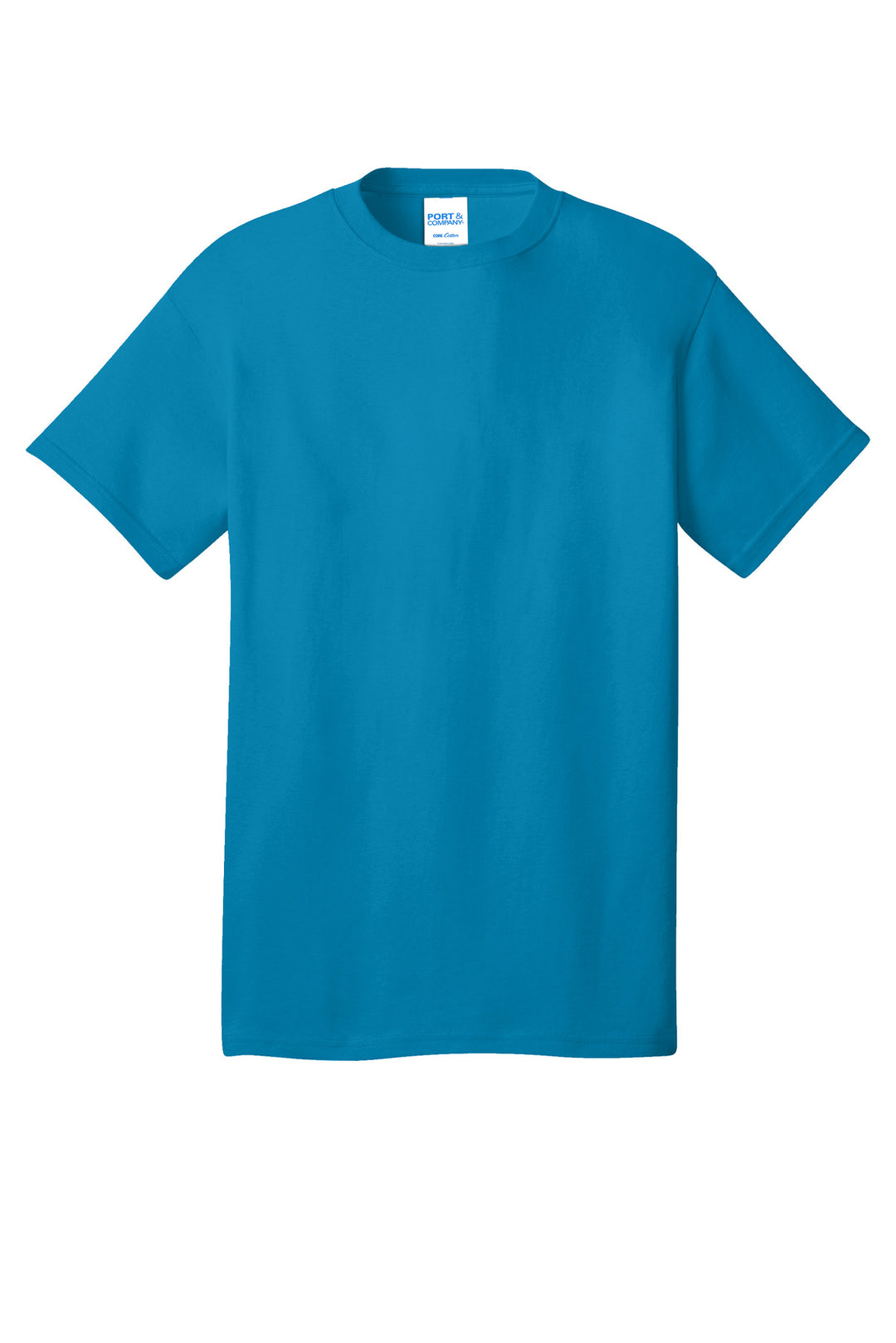 Front View of Neon Blue Port & Company - Core Cotton Tee. PC54