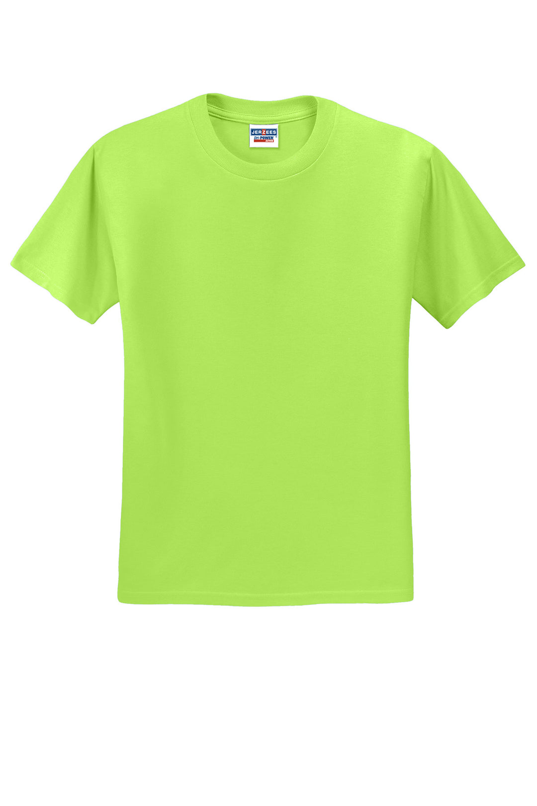 Front View of Neon Green Jerzees - Dri-Power 50/50 Cotton/Poly T-Shirt. 29M